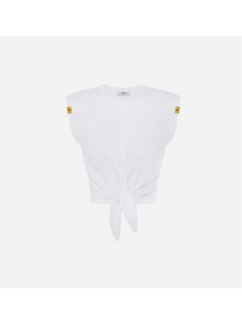 T-SHIRT WITH KNOT ELISABETTA FRANCHI | MA01161E2270 gesso